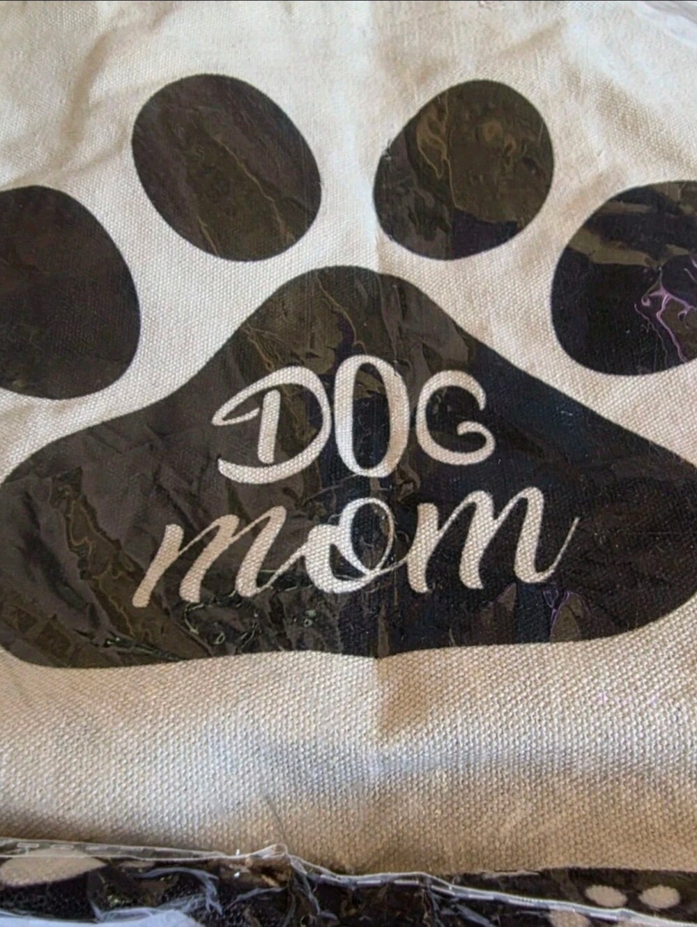 Dog Mom Paw Print Tote Bag - Black and White